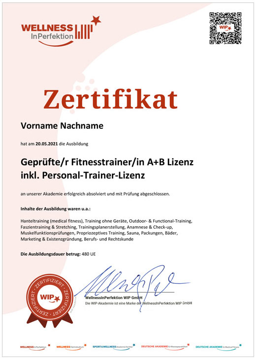 WIP Fitnesstrainer Ausbildung Präsenz