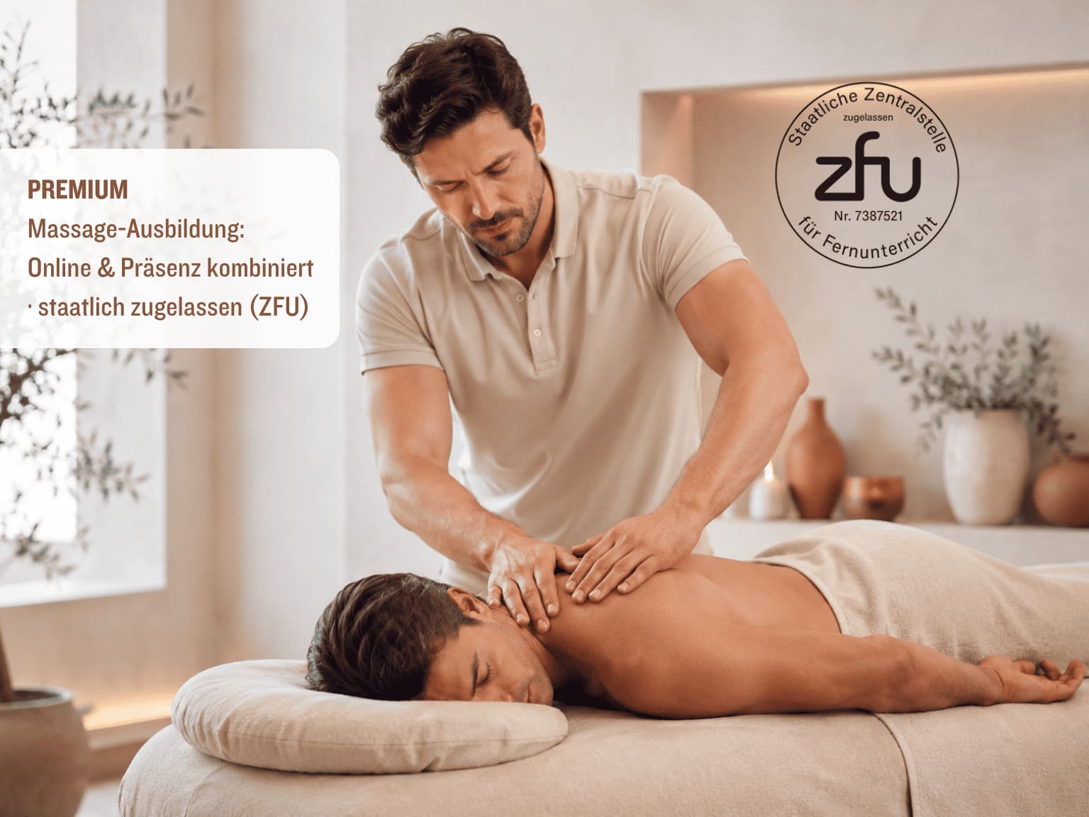 PREMIUM Massage-Ausbildung — staatlich zugelassen (ZFU)
